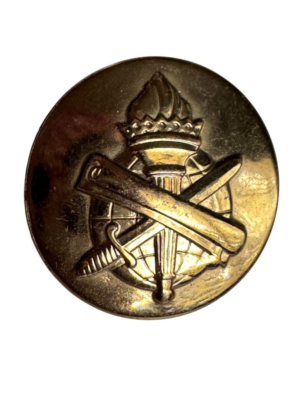 Vintage Military Civil Affairs Branch Gold Pinback Insignia - Crossed Torch & Sw